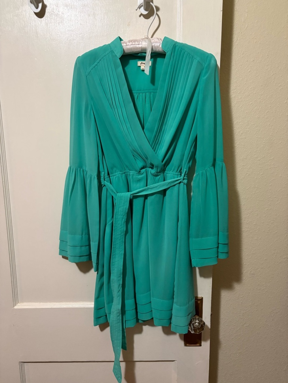 Women's Mint Wrap Dress with Waist Tie